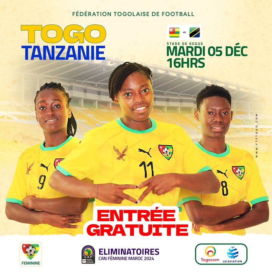 Élim CAN (F) 2024 / 2ème tour retour: livestream du match Togo vs Tanzanie